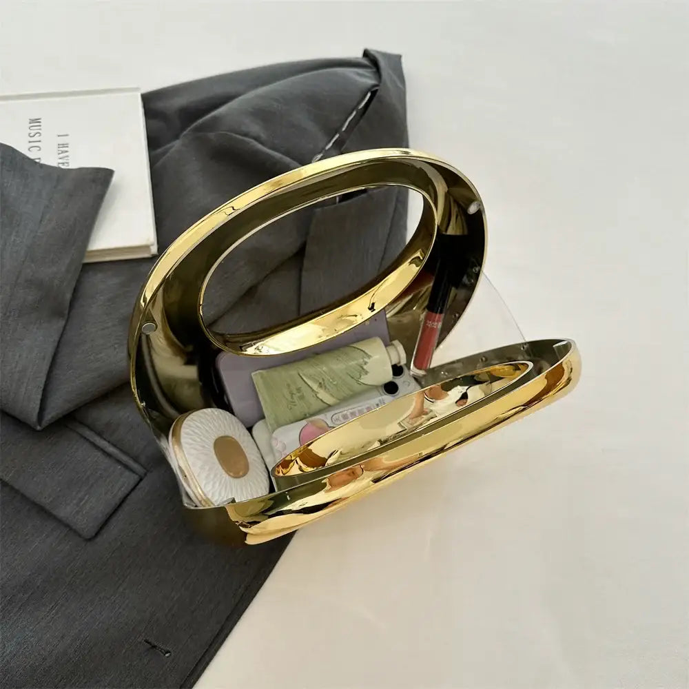 Bolsa Clutch em Acrílico Elise - Dourado
