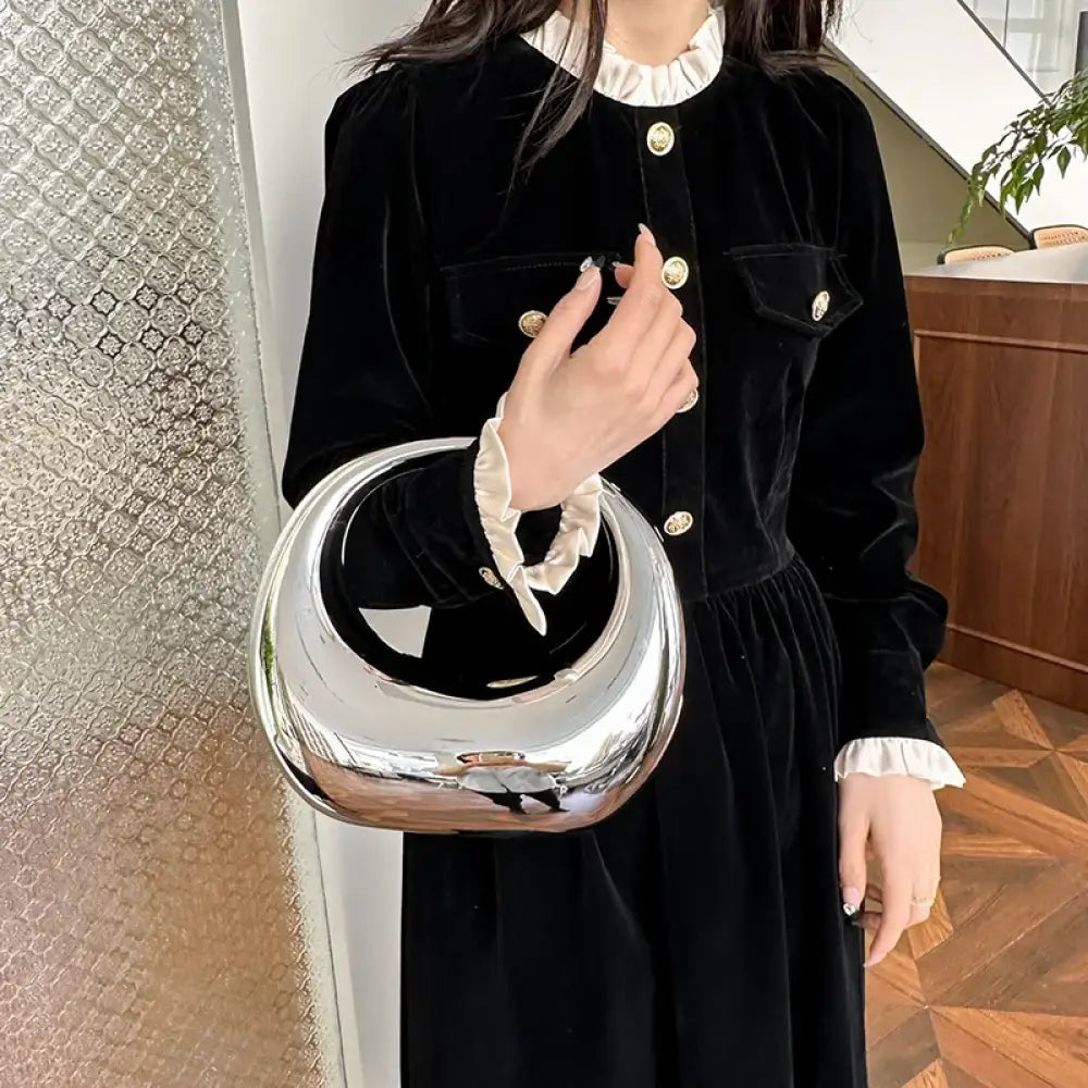 Bolsa Clutch MOODS Golden Evening Handbag For Women PVC Wrist Bag Dinner Party Wedding Round Handle Clutch Purse 2024 Luxury Designer Handbag - Yanatari