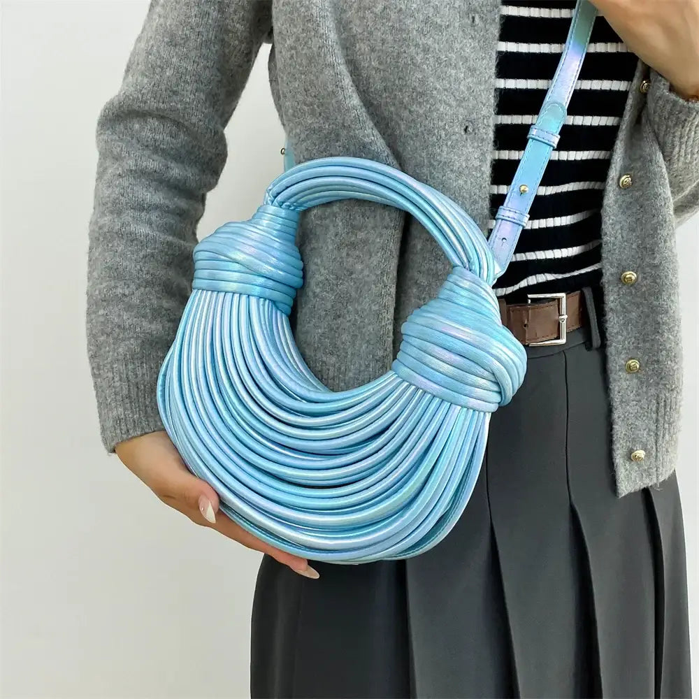 Bolsa de Mão em Couro Aurora - Azul Claro
