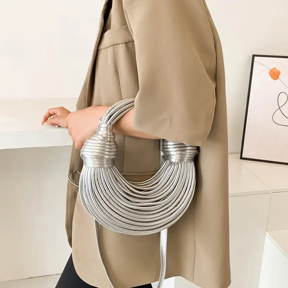 Bolsa de Mão em Couro Aurora - Cinza