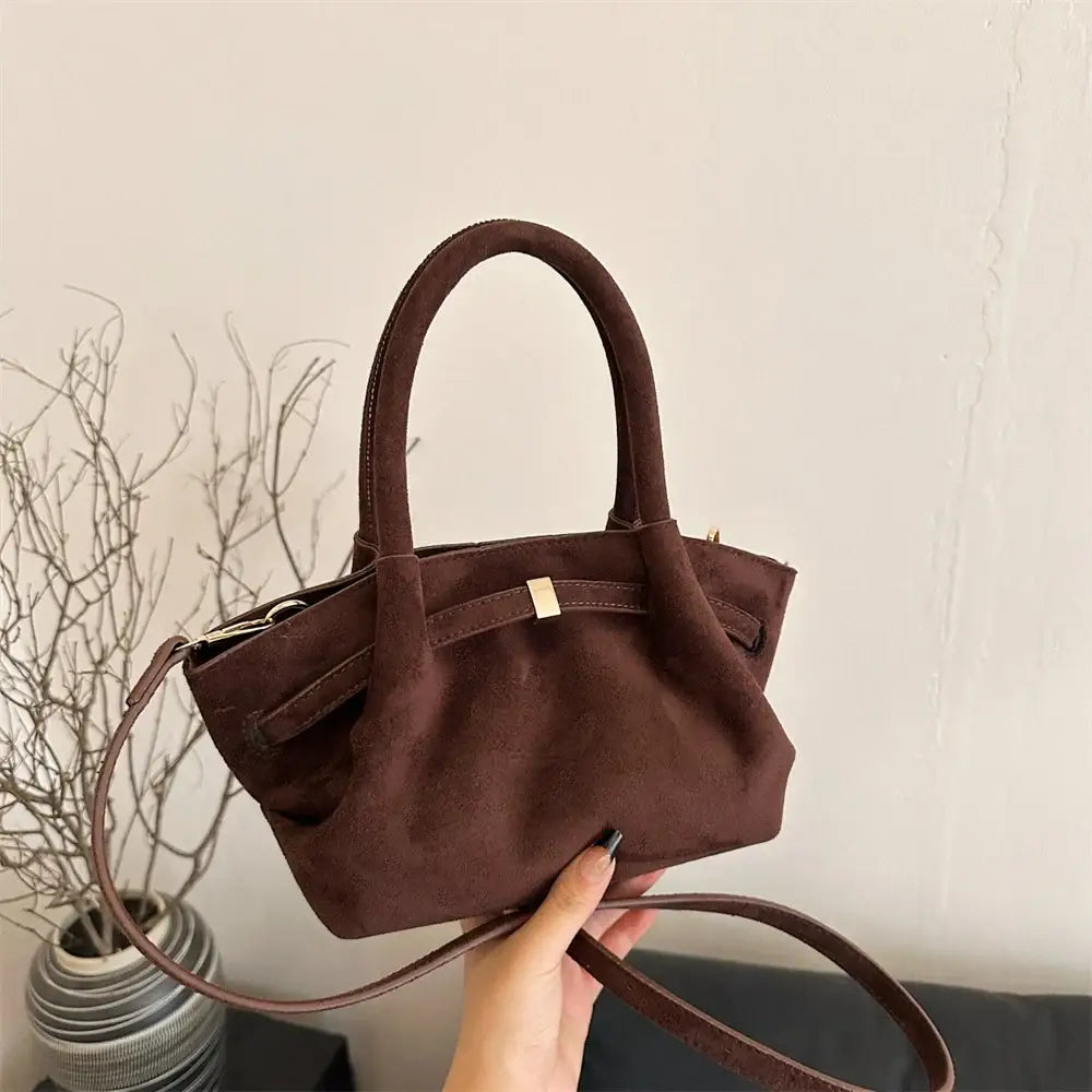 Bolsa de Mão em Veludo modelo Jolie - Café - Yanatari