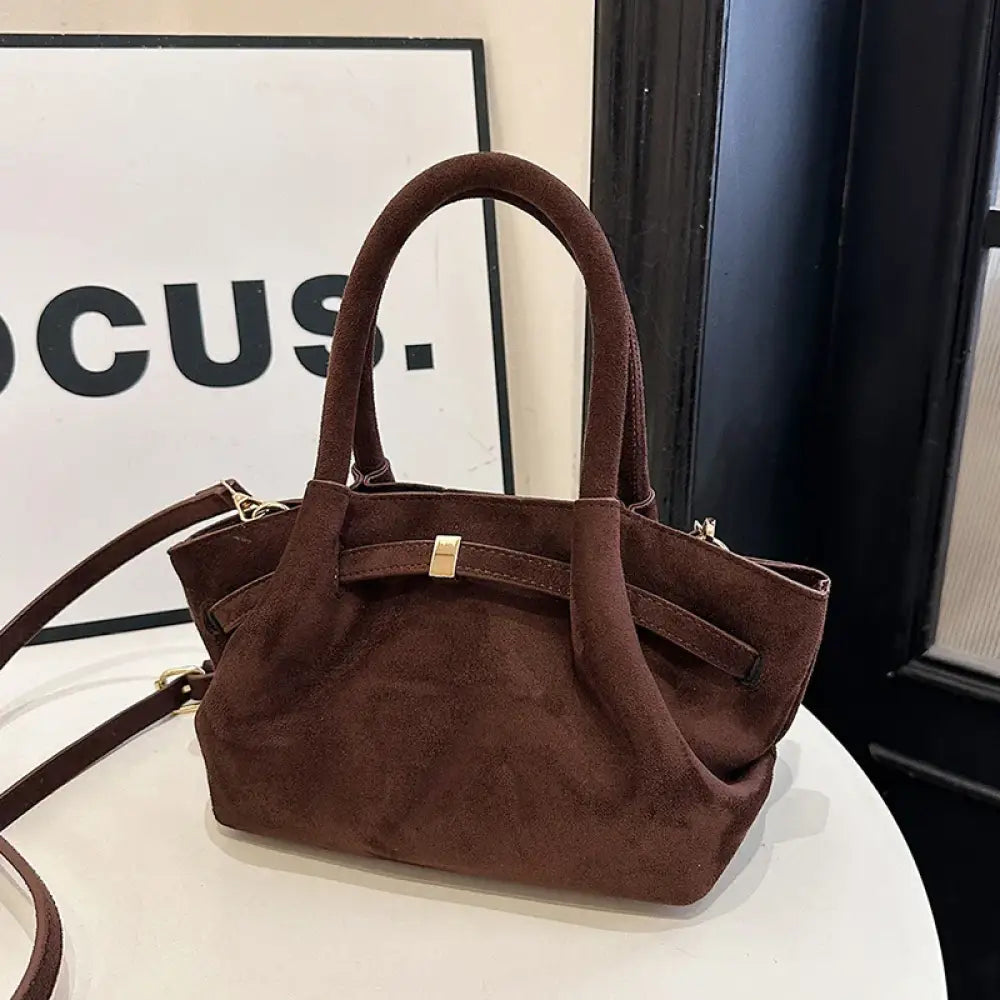 Bolsa de Mão em Veludo modelo Jolie - Café - Yanatari