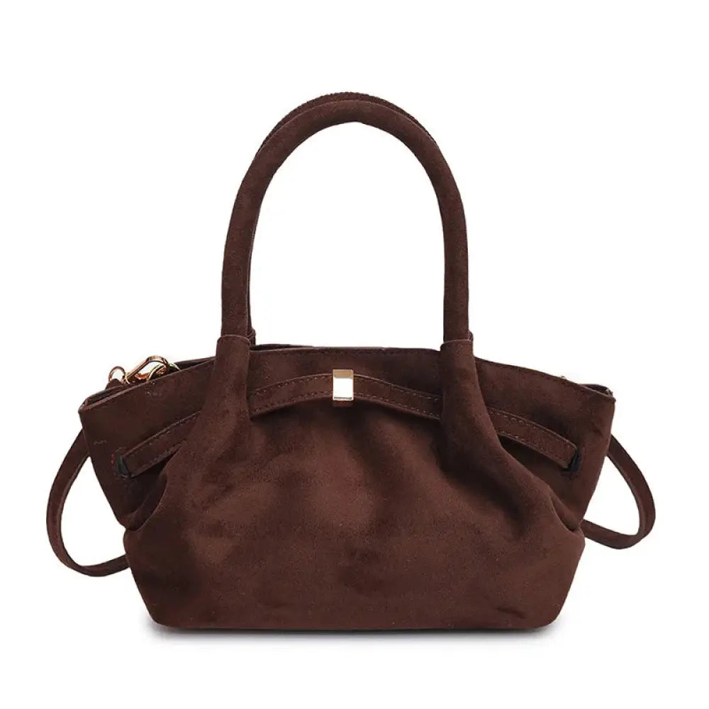 Bolsa de Mão em Veludo modelo Jolie - Café - Yanatari