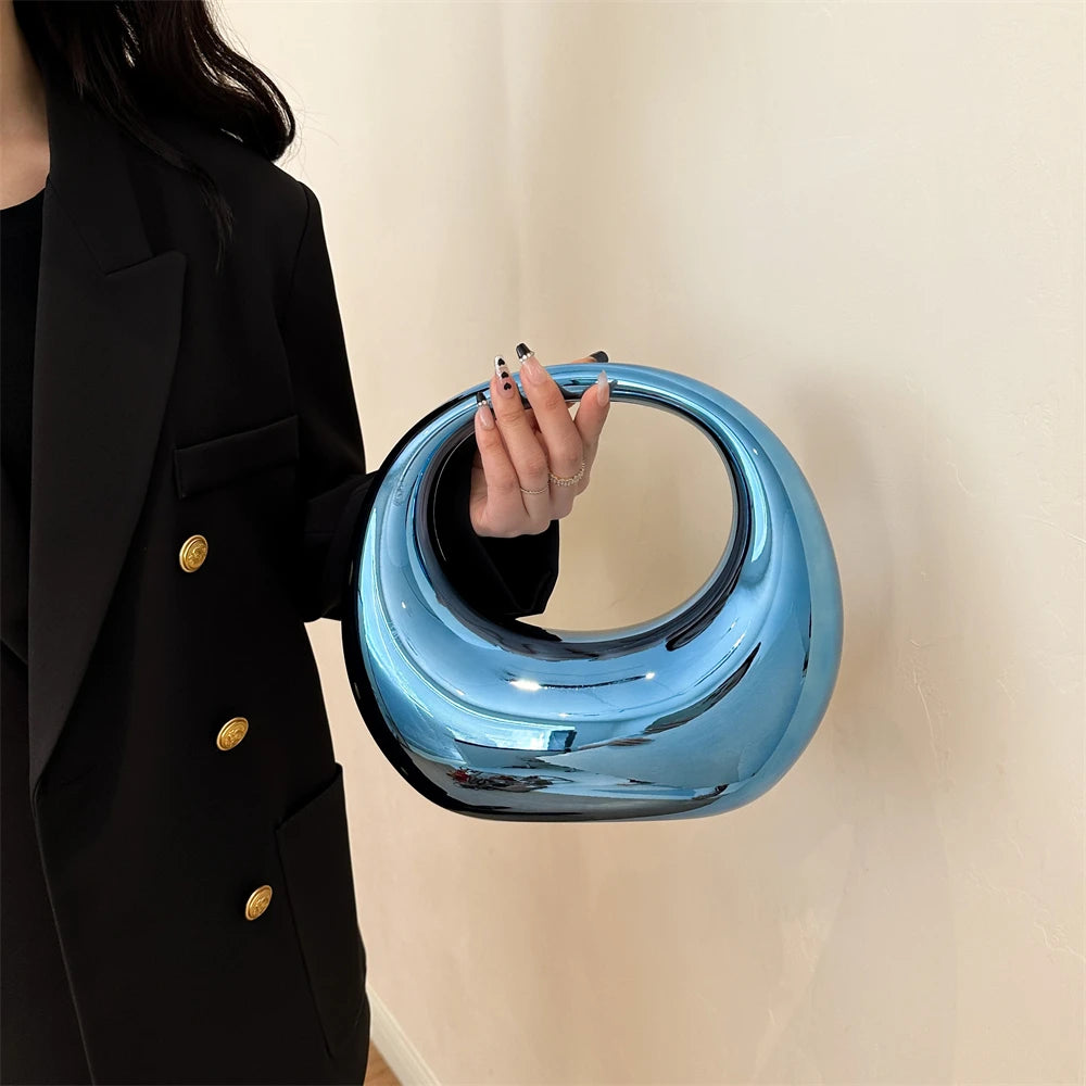 Bolsa Clutch MOODS Golden Evening Handbag For Women PVC Wrist Bag Dinner Party Wedding Round Handle Clutch Purse 2024 Luxury Designer Handbag - Yanatari