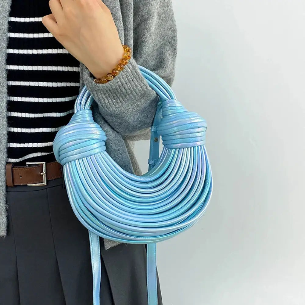 Bolsa de Mão em Couro Aurora - Azul Claro