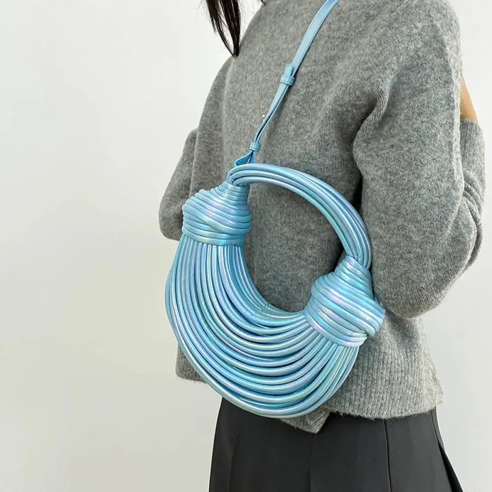 Bolsa de Mão em Couro Aurora - Azul Claro