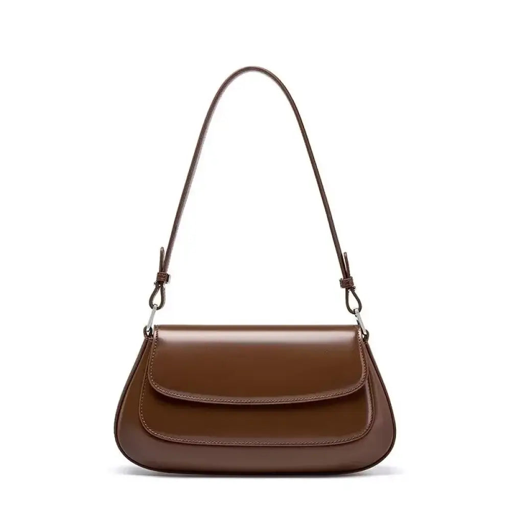 Bolsa de Ombro em Couro modelo Levena - Café - Yanatari