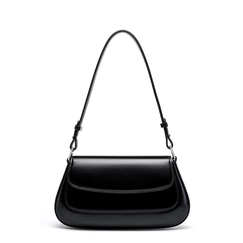 Bolsa de Ombro em Couro modelo Levena - Preto - Yanatari