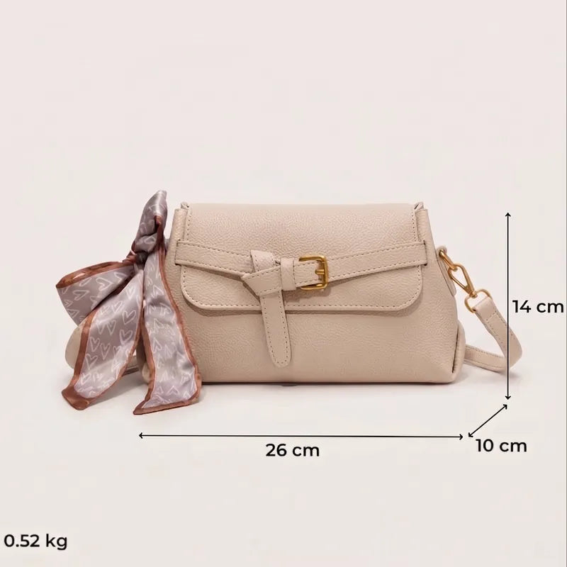 Bolsa Transversal em Couro Louise - Bege