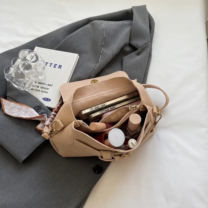 Bolsa Transversal em Couro Louise - Bege