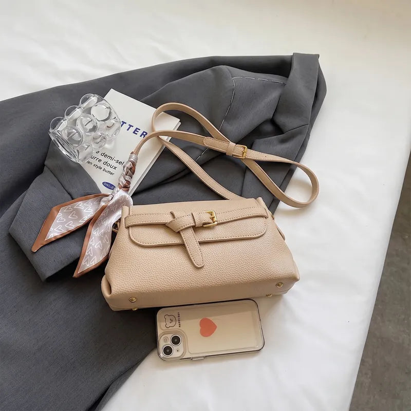 Bolsa Transversal em Couro Louise - Bege